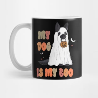 My Dog Is My Boo Spooky Season Ghost Halloween Groovy Retro Mug